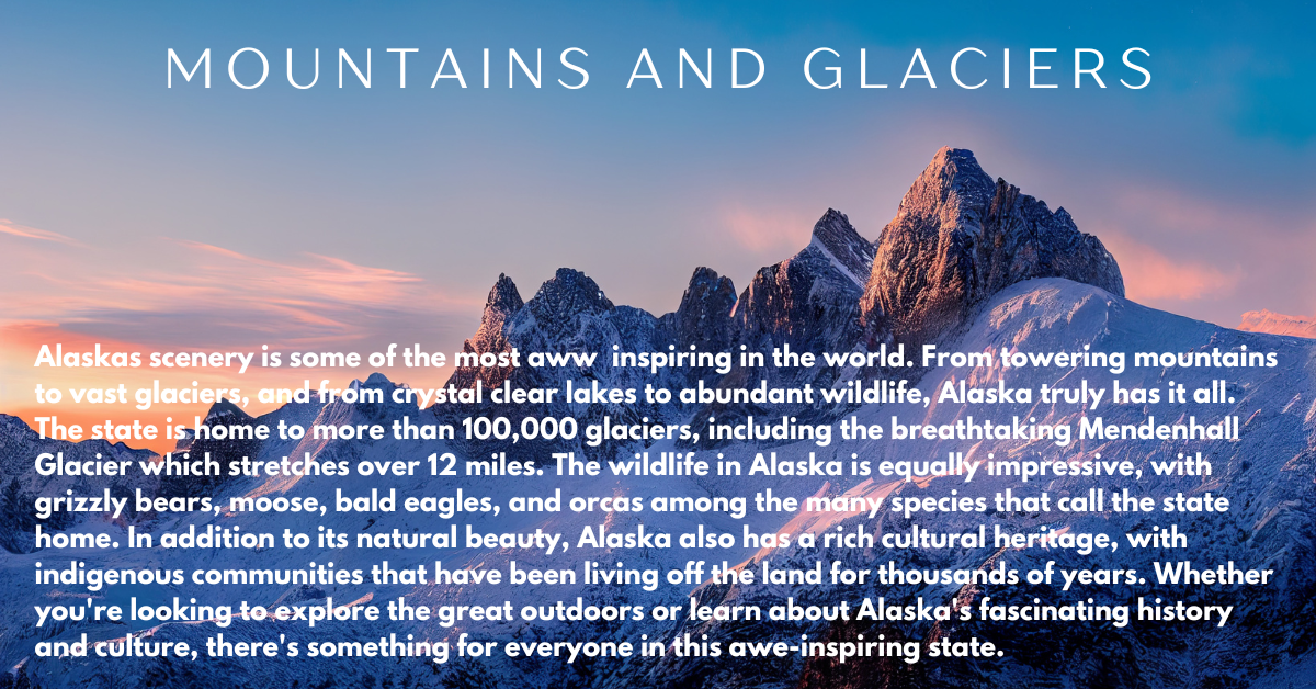 A lone traveler explores the breathtaking landscapes of Alaska, from majestic mountains to icy glaciers.